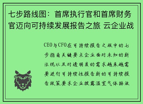 七步路线图：首席执行官和首席财务官迈向可持续发展报告之旅 云企业战略博客